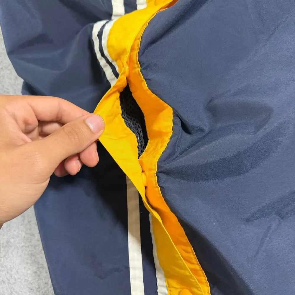 Vintage Holloway Track Pants Mens M Navy Yellow Stripe Snap Side Tearaway Wind
